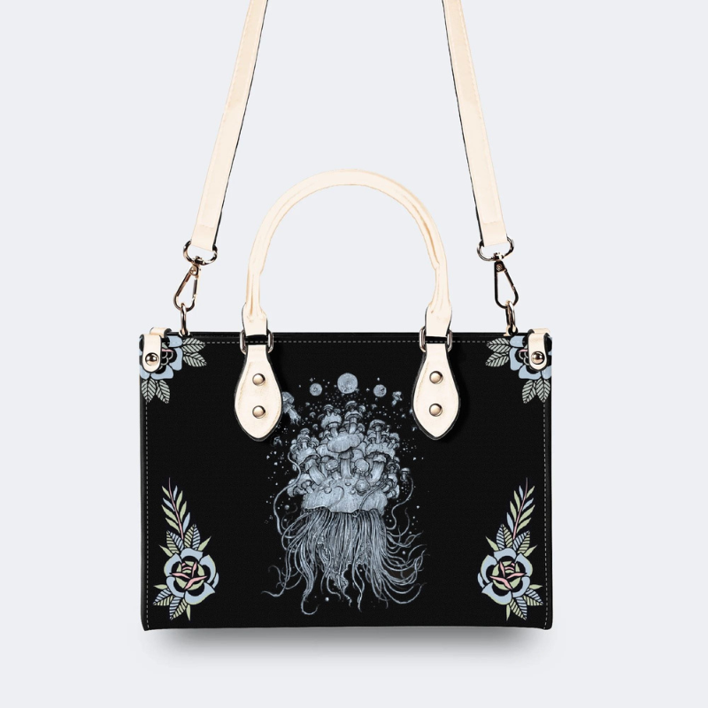 Mushroom And Jellyfish Print Handbag Factory Direct Sales
