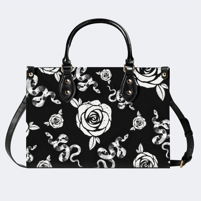 Patterned Snake And Flowers Handbag Factory Direct Sales