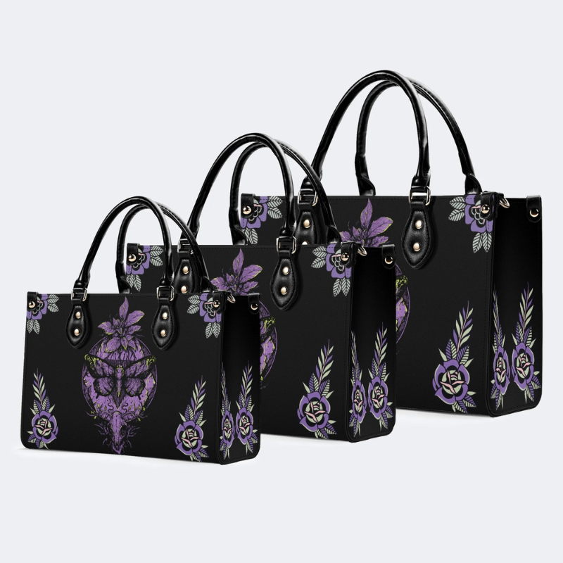 Purple Moth Print Handbag Factory Direct Sales