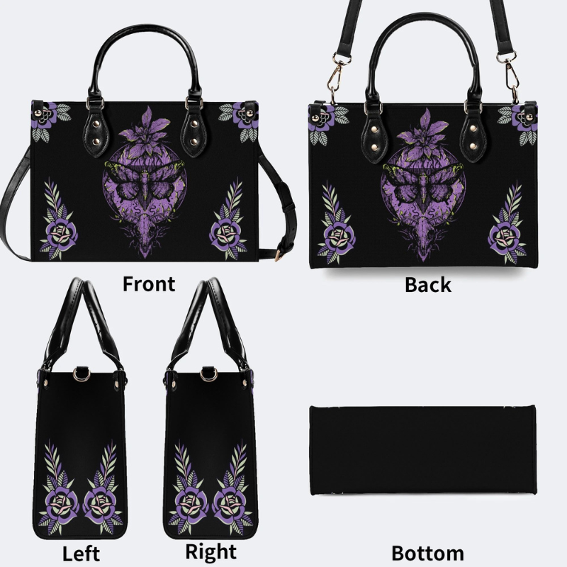 Purple Moth Print Handbag Factory Direct Sales
