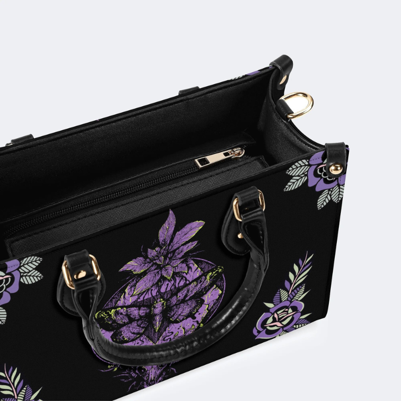 Purple Moth Print Handbag Factory Direct Sales