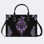Purple Moth Print Handbag Factory Direct Sales