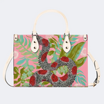 Red-Spotted Viper And Leaves Print Handbag_01