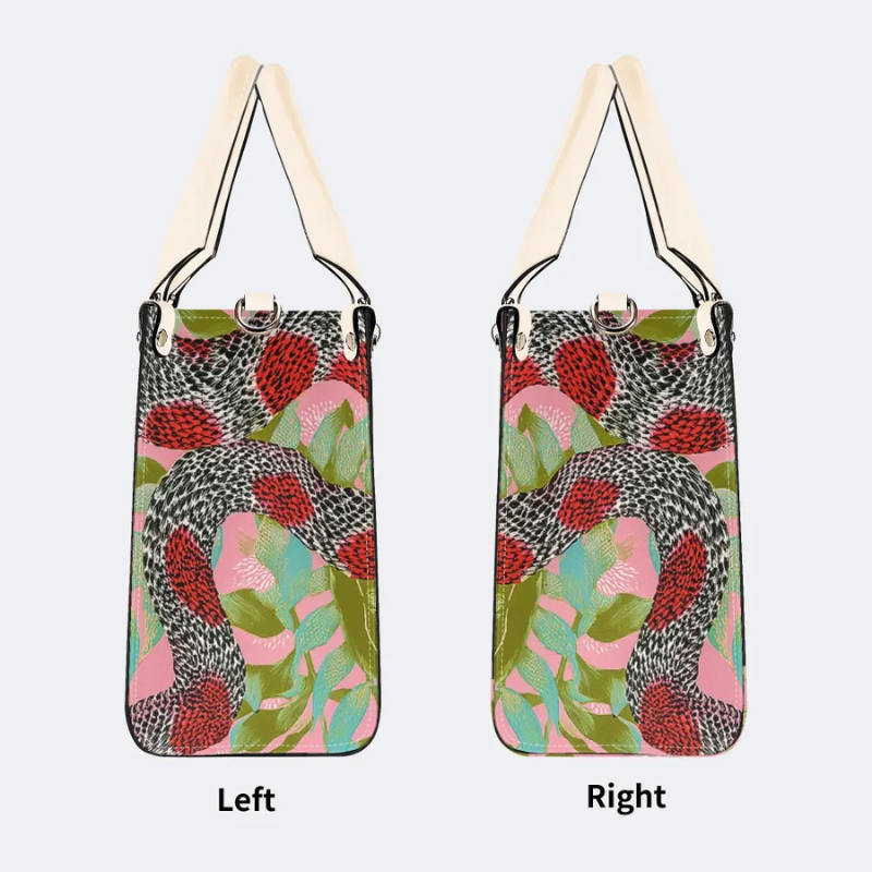Red-Spotted Viper And Leaves Print Handbag_05