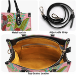 Red-Spotted Viper And Leaves Print Handbag_12