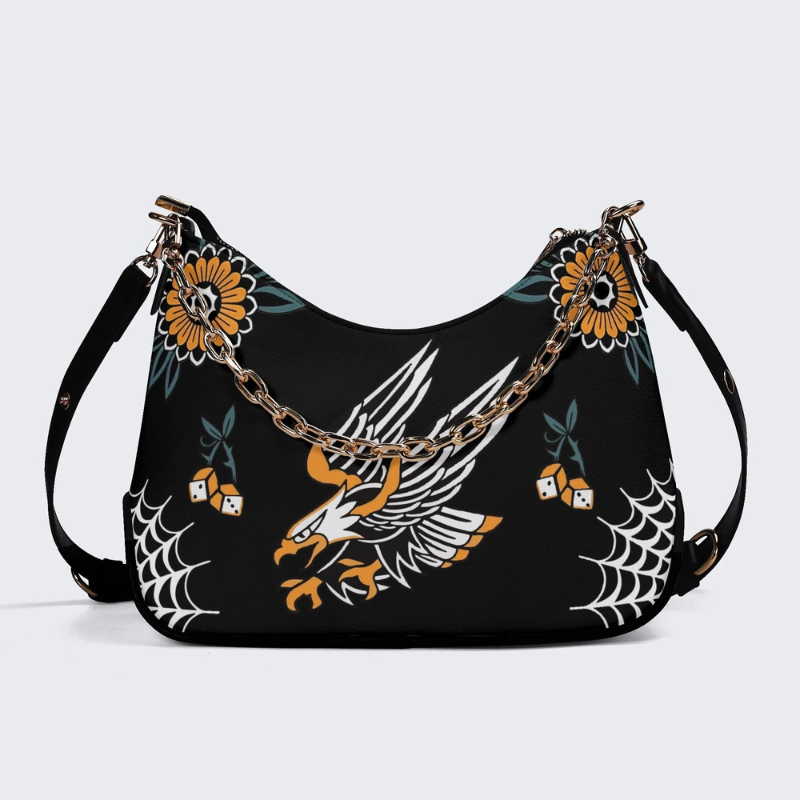 Retro Attacking Eagle Print Leather Crossbody Bag