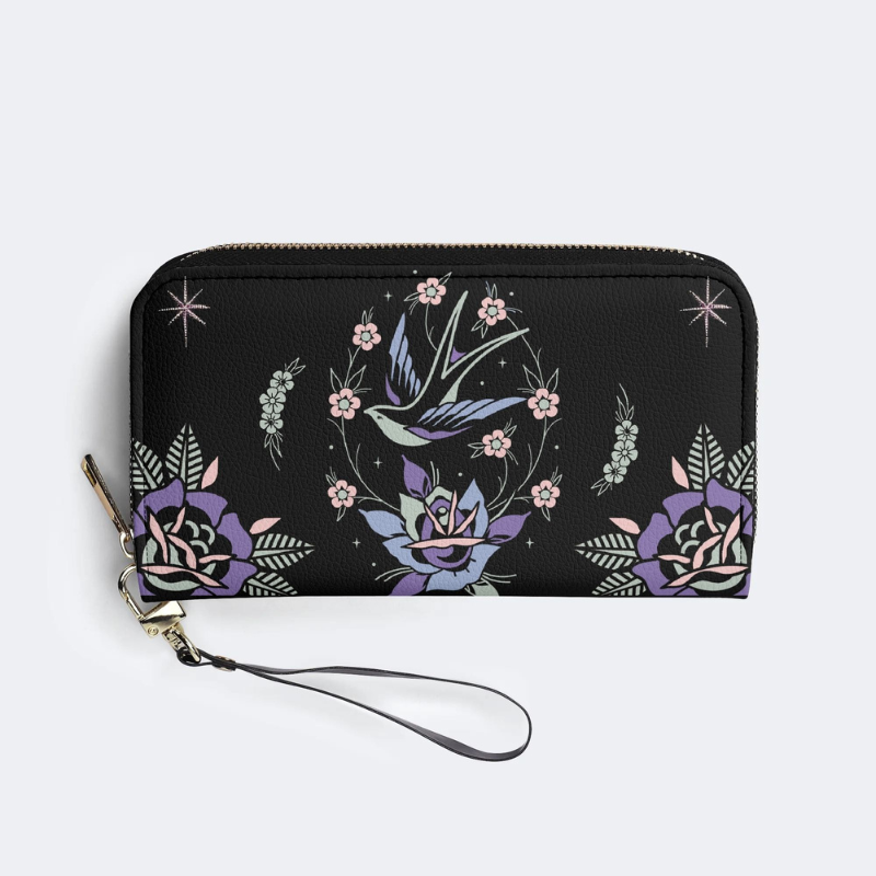 Retro Bird Print Leather Wallet Factory direct sales_02