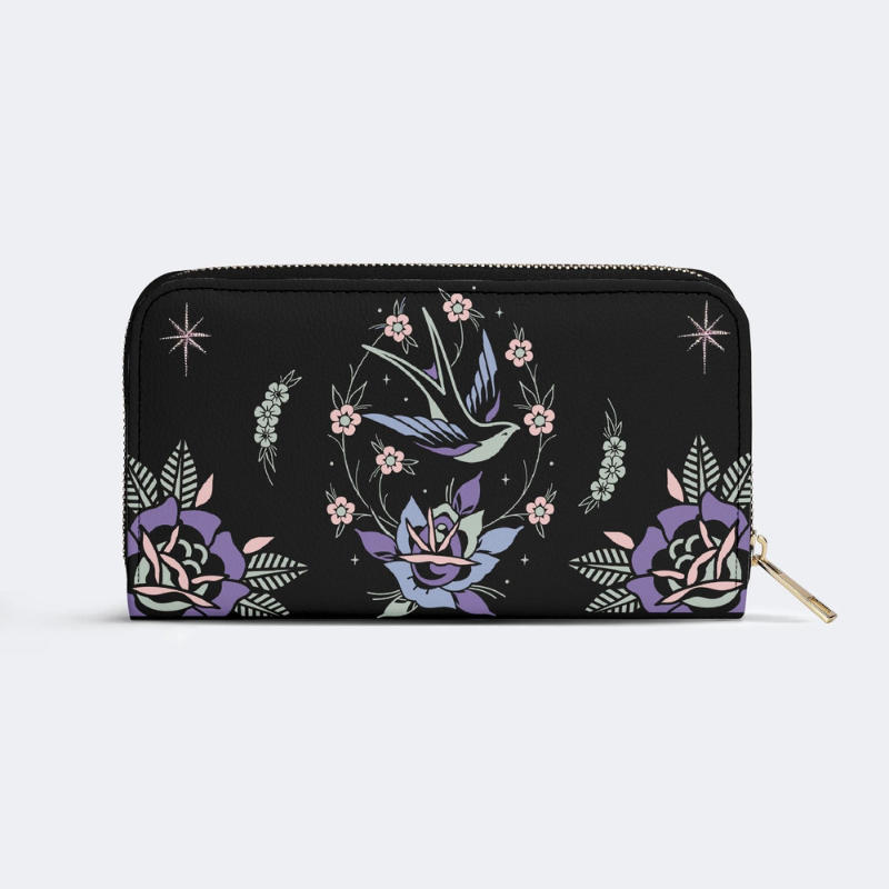 Retro Bird Print Leather Wallet Factory direct sales_03