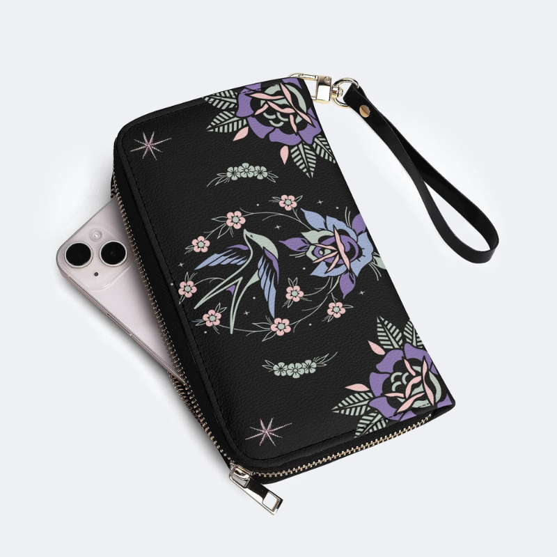 Retro Bird Print Leather Wallet Factory direct sales_04