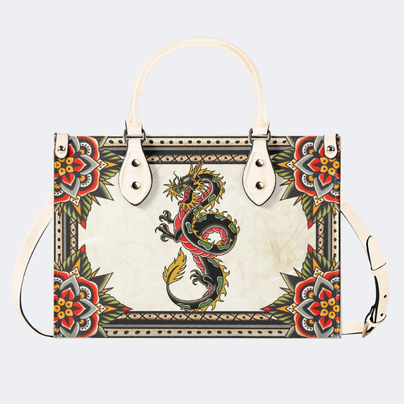 Retro Black Dragon Print Handbag Factory Direct Sales_01