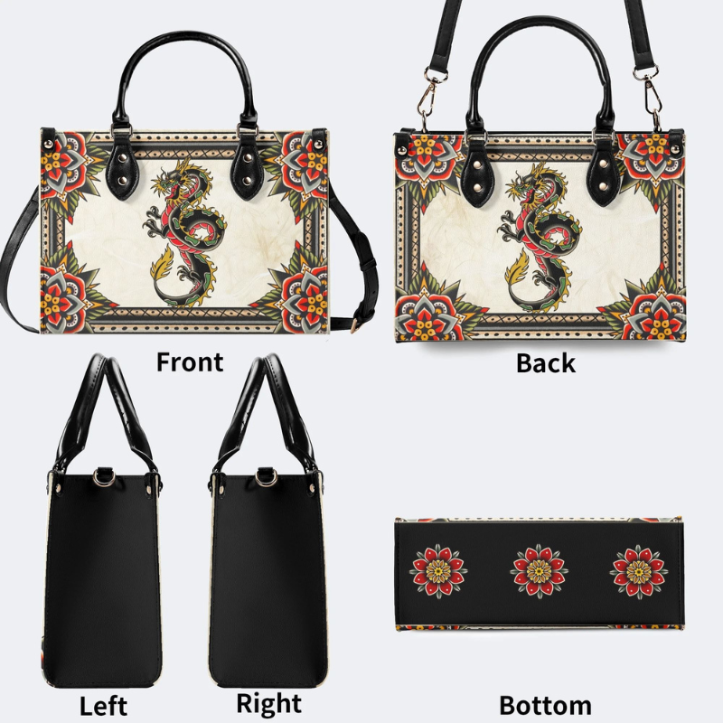 Retro Black Dragon Print Handbag Factory Direct Sales_10