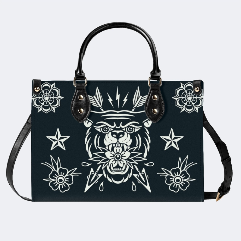 Retro Black Panther And Bow And Arrow Print Handbag