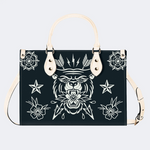 Retro Black Panther And Bow And Arrow Print Handbag_01