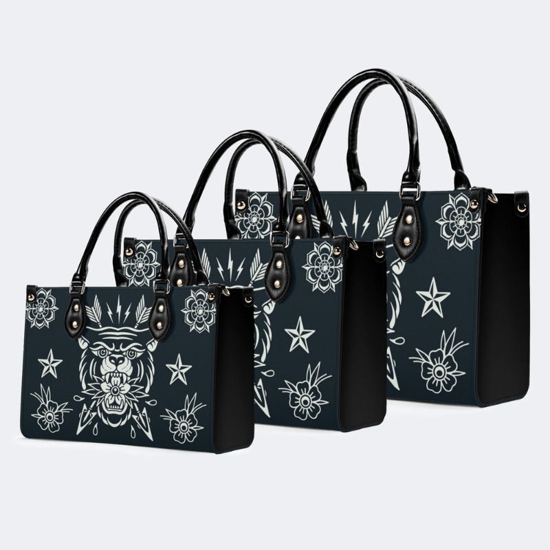 Retro Black Panther And Bow And Arrow Print Handbag_13