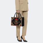 Retro Black Panther And Dagger Print Handbag_08