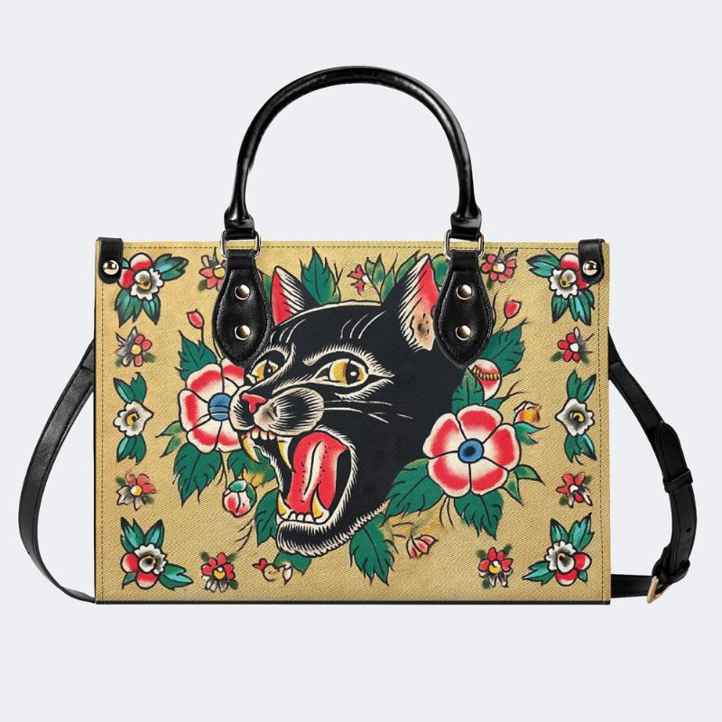 Retro Black Panther Head Print Handbag Factory Direct Sales