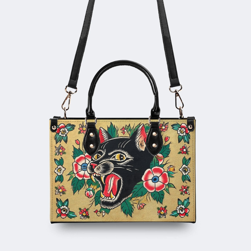Retro Black Panther Head Print Handbag Factory Direct Sales_02