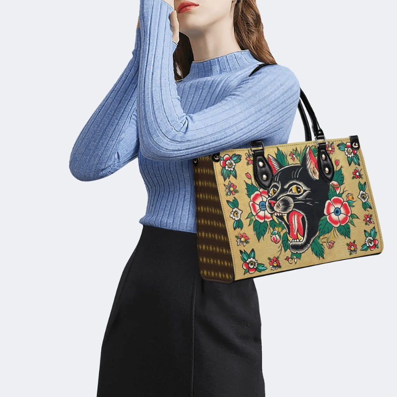 Retro Black Panther Head Print Handbag Factory Direct Sales_06