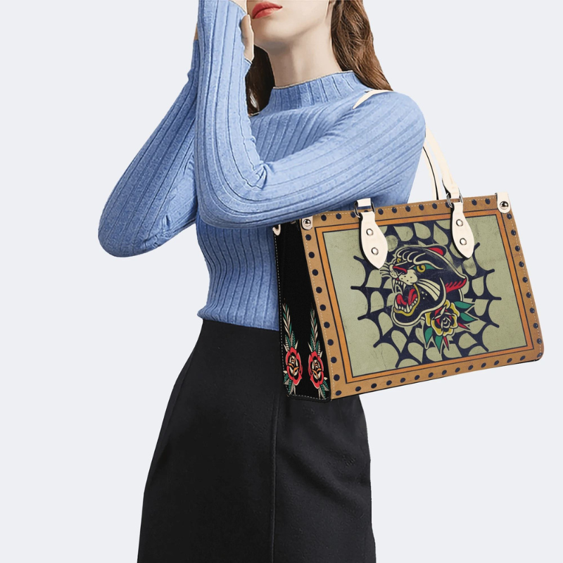 Retro Black Panther Print Handbag Factory Direct Sales