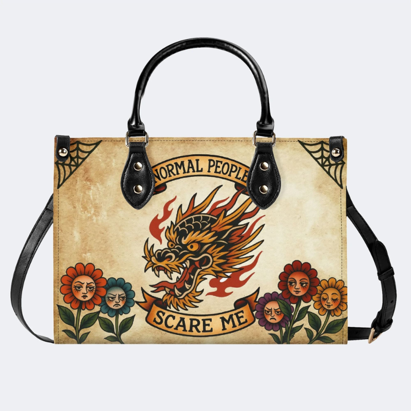 Retro Fire Dragon Head Print Handbag Factory Direct Sales