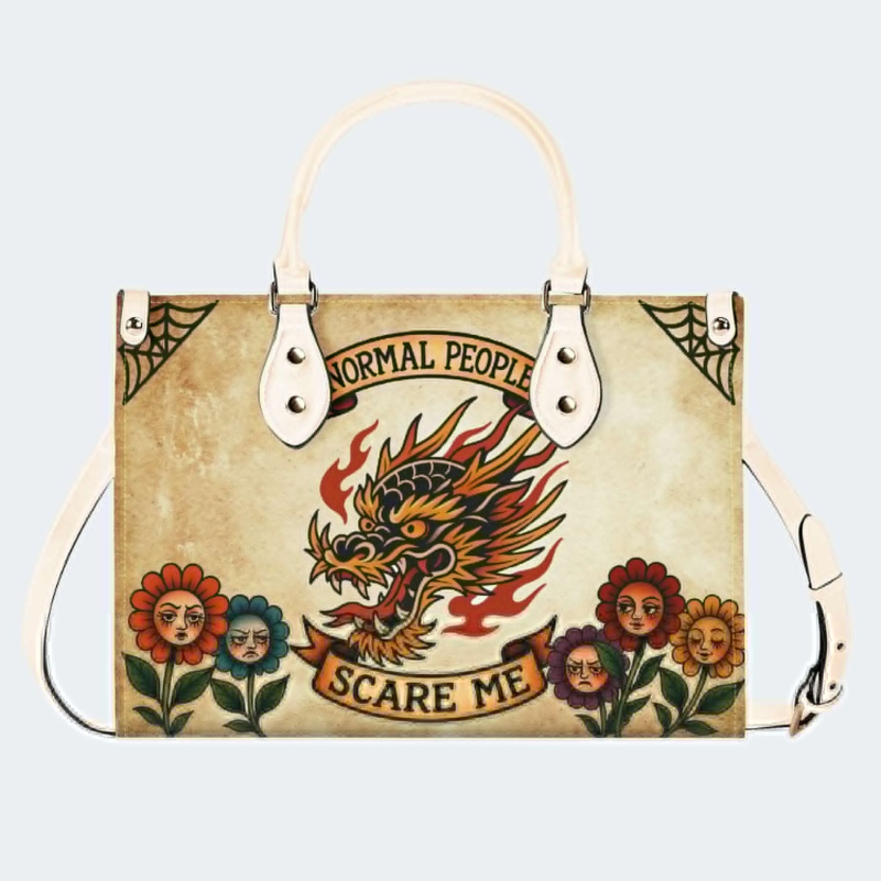 Retro Fire Dragon Head Print Handbag Factory Direct Sales