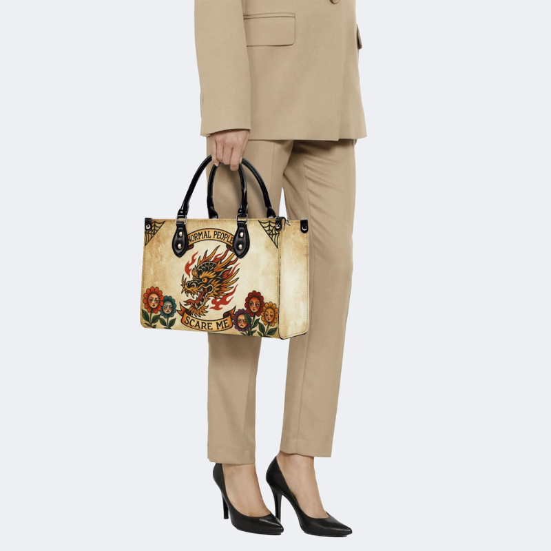 Retro Fire Dragon Head Print Handbag Factory Direct Sales