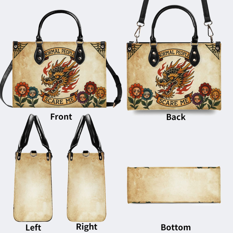 Retro Fire Dragon Head Print Handbag Factory Direct Sales