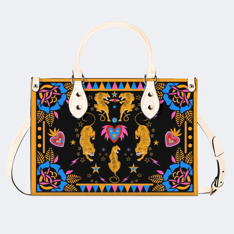 Retro Five Tigers Print Handbag Factory Direct Sales_01