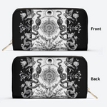 Retro Flora And Fauna And Sun Leather Wallet_01