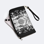 Retro Flora And Fauna And Sun Leather Wallet_04