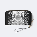 Retro Flora And Fauna And Sun Leather Wallet