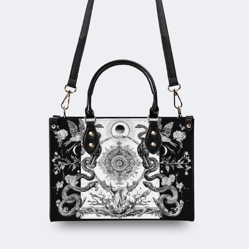 Retro Flora And Fauna And Sun Print Handbag_02
