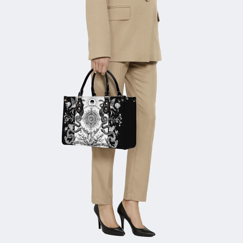 Retro Flora And Fauna And Sun Print Handbag_08