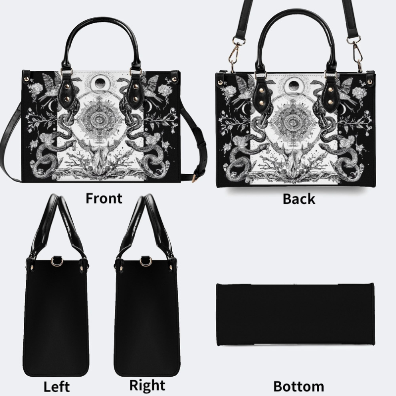 Retro Flora And Fauna And Sun Print Handbag_10