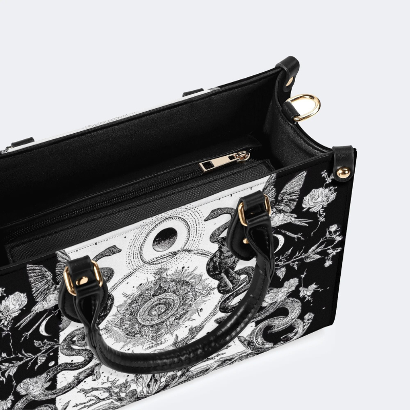 Retro Flora And Fauna And Sun Print Handbag_11