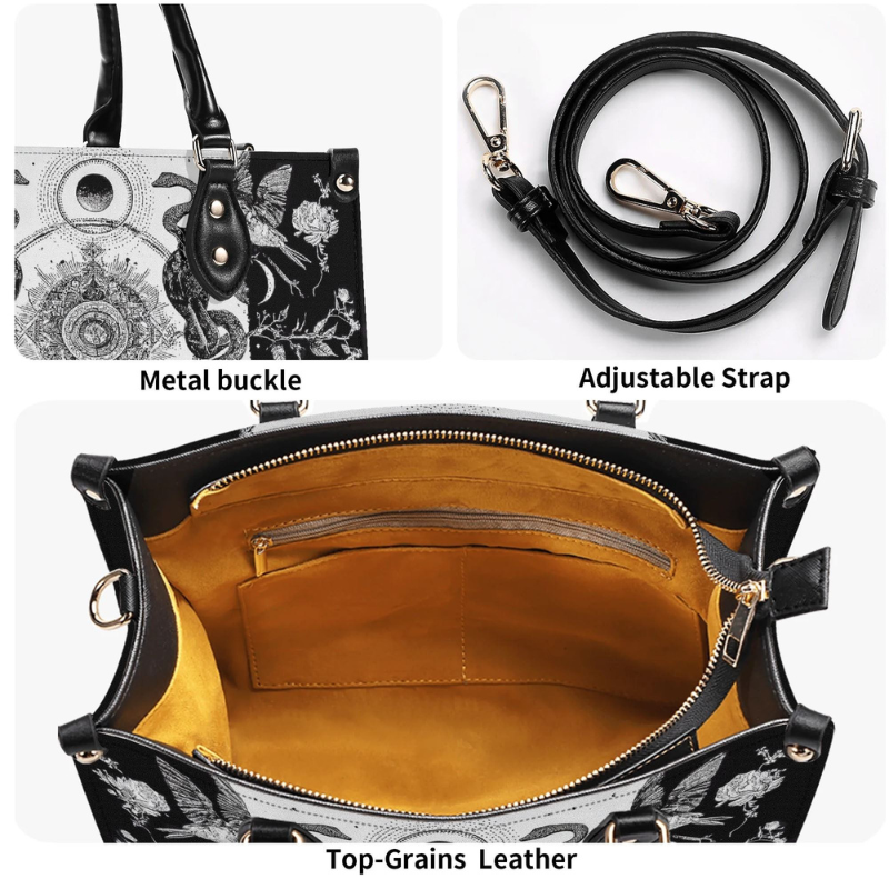 Retro Flora And Fauna And Sun Print Handbag_12