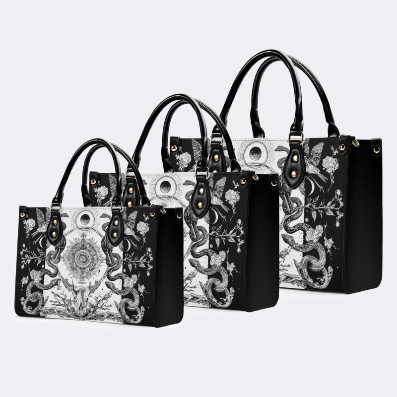 Retro Flora And Fauna And Sun Print Handbag_13