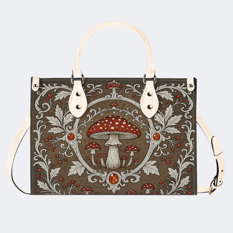 Retro Mushroom And Gem Print Handbag Factory Direct Sales_01