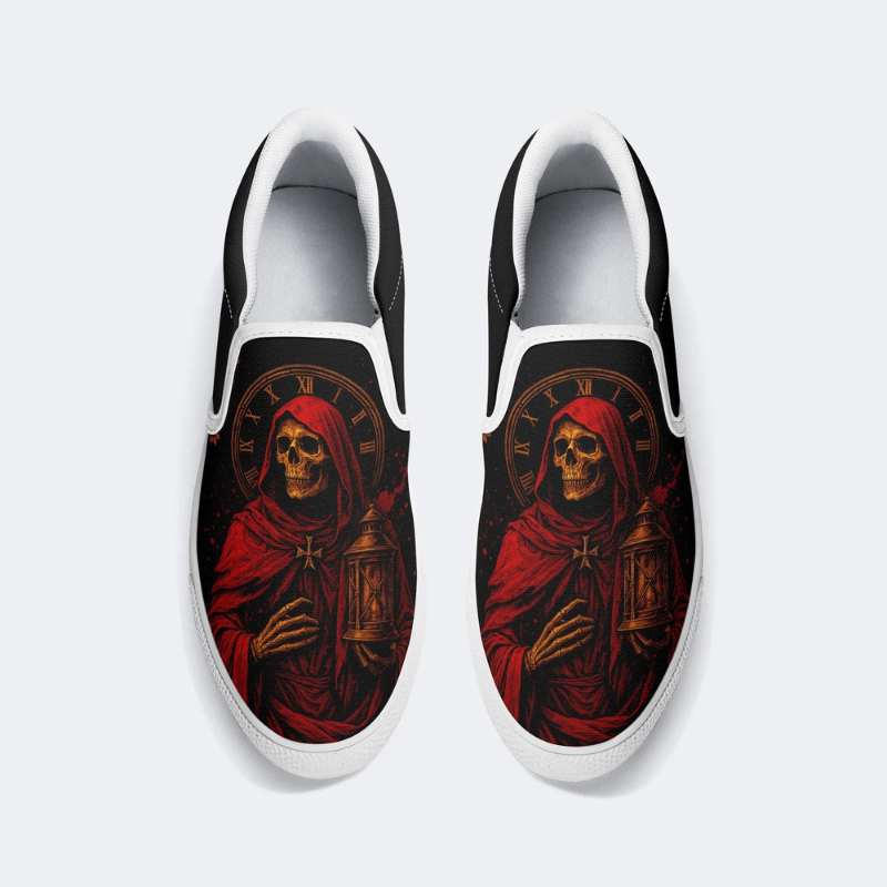 Skeleton Holding A Night Light Slip On Shoes