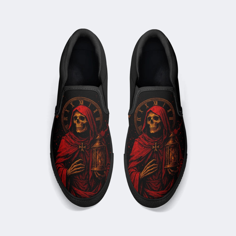 Skeleton Holding A Night Light Slip On Shoes_05