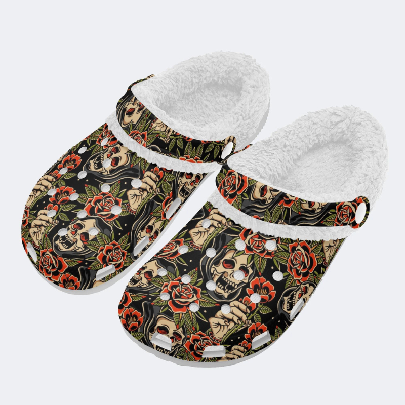 Skeleton Holding A Rose Slippers/Sandals Factory Direct Sales