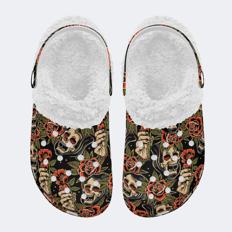 Skeleton Holding A Rose Slippers/Sandals Factory Direct Sales