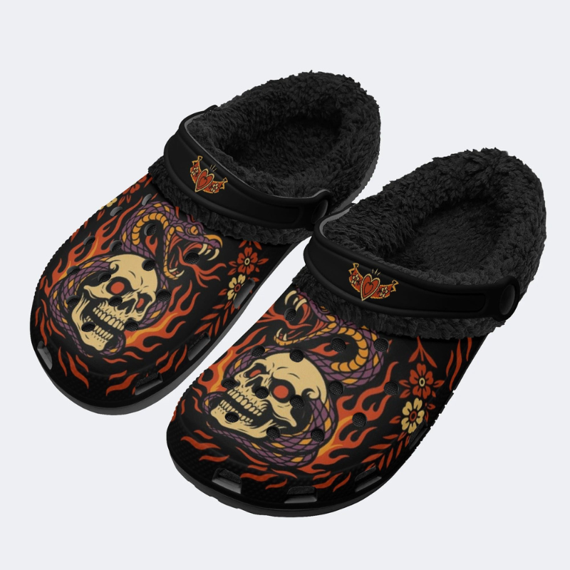 Skull And Snake Print Slippers/Sandals