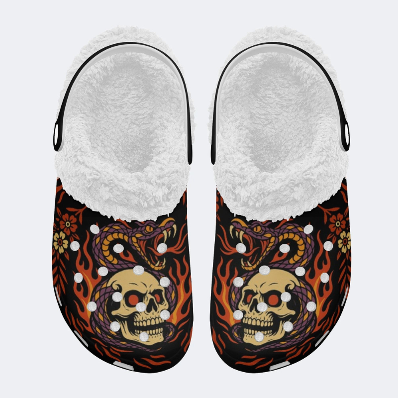 Skull And Snake Print Slippers/Sandals