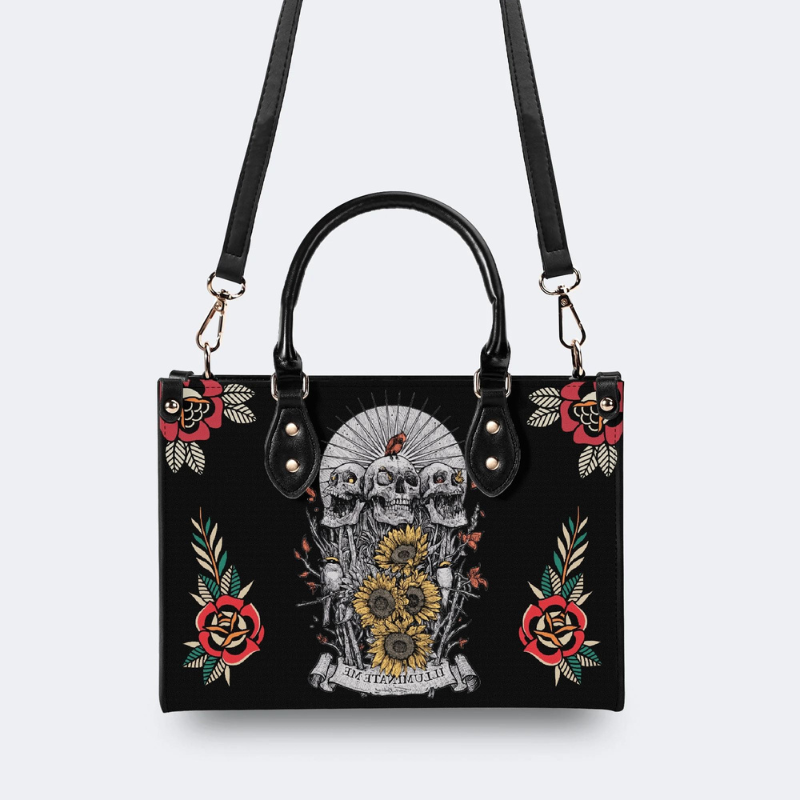 Skull And Sunflower Print Handbag Factory Direct Sales