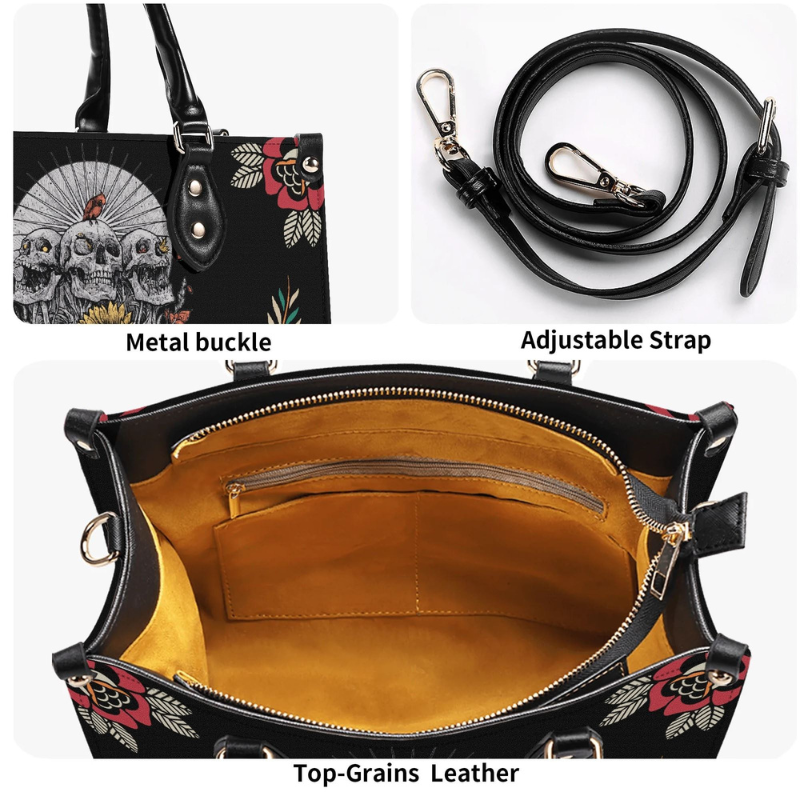 Skull And Sunflower Print Handbag Factory Direct Sales
