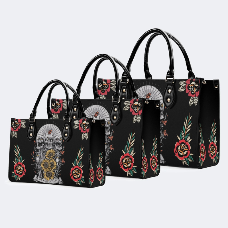 Skull And Sunflower Print Handbag Factory Direct Sales