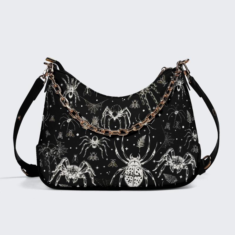 Spider And Moth Print Leather Crossbody Bag Factory direct sales