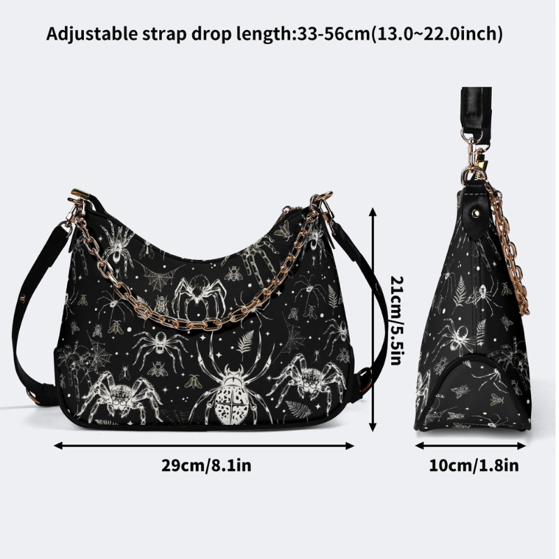 Spider And Moth Print Leather Crossbody Bag Factory direct sales