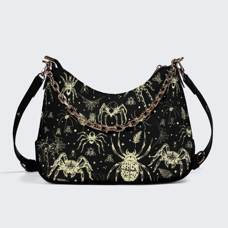 Spider And Moth Print Leather Crossbody Bag Factory direct sales